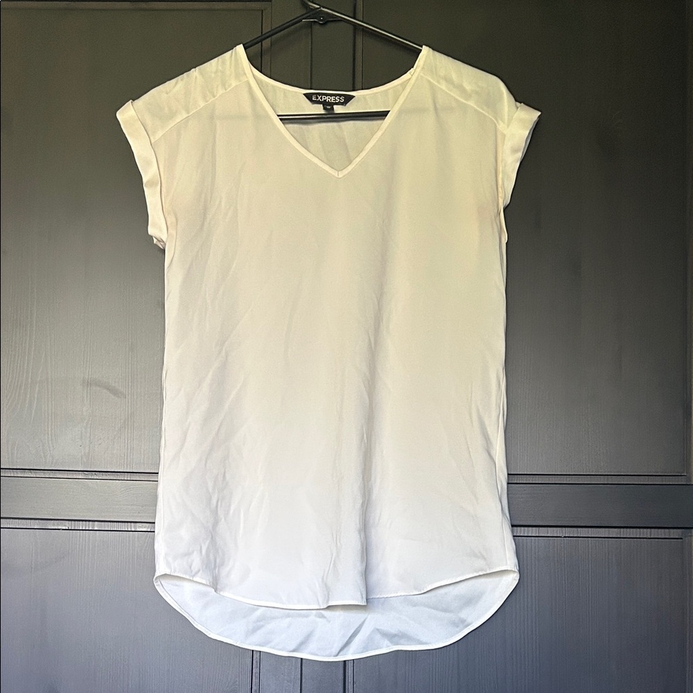 Express Women's White V-Neck Blouse